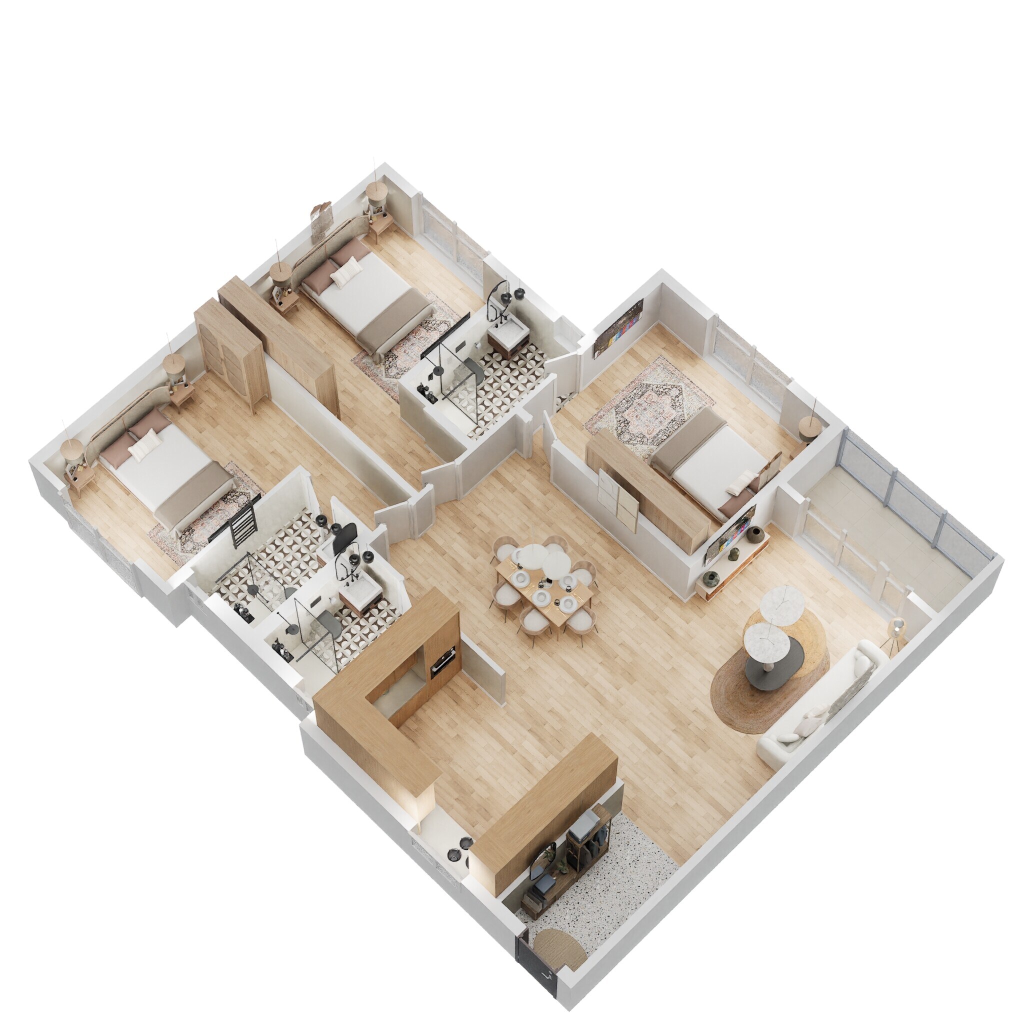 Floor plan of 3 BHK 1749 Sq. Ft. Apartment in Salarpuria Sattva Divinity, Bangalore