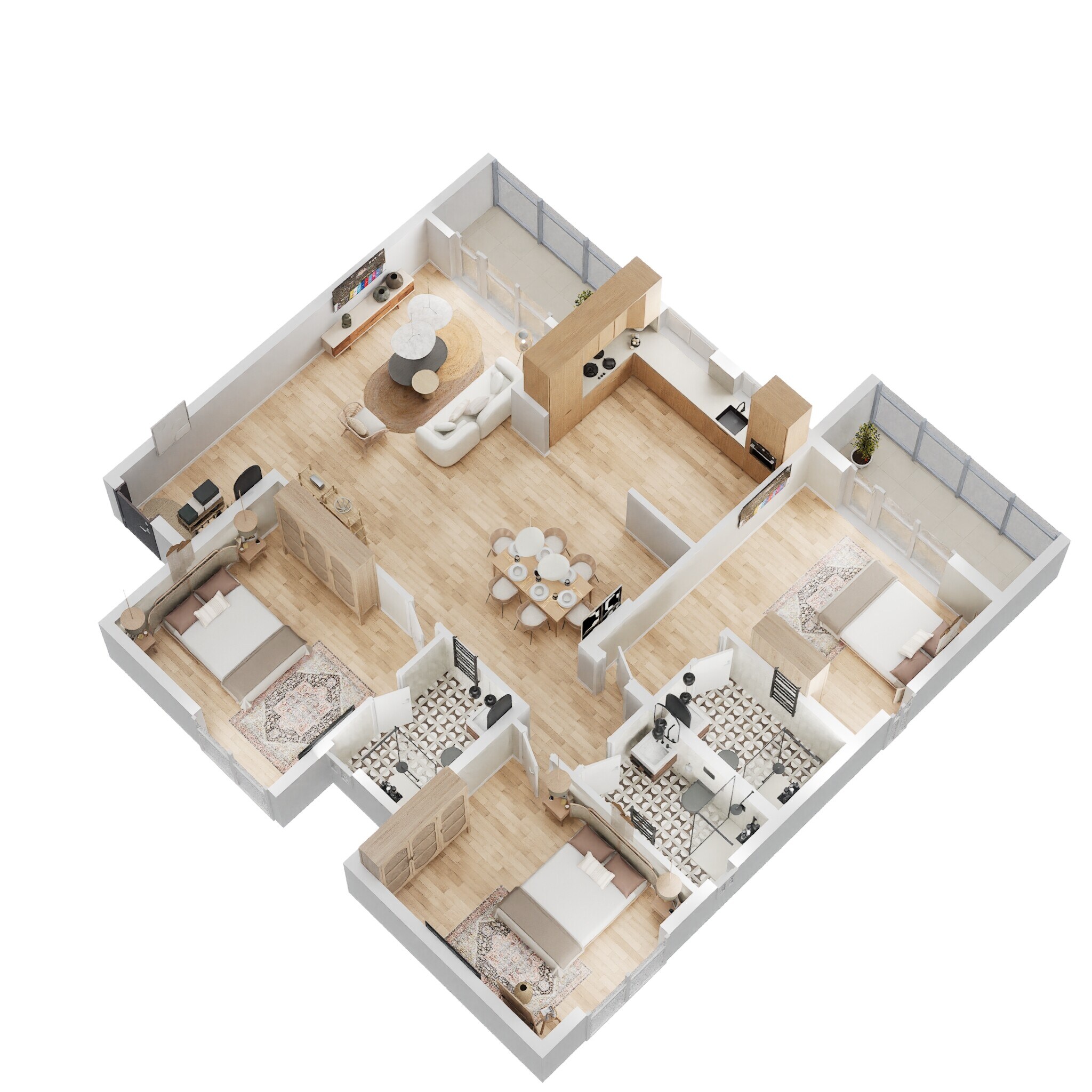 Floor plan of 3 BHK 1826 Sq. Ft. Apartment in Salarpuria Sattva Divinity, Bangalore