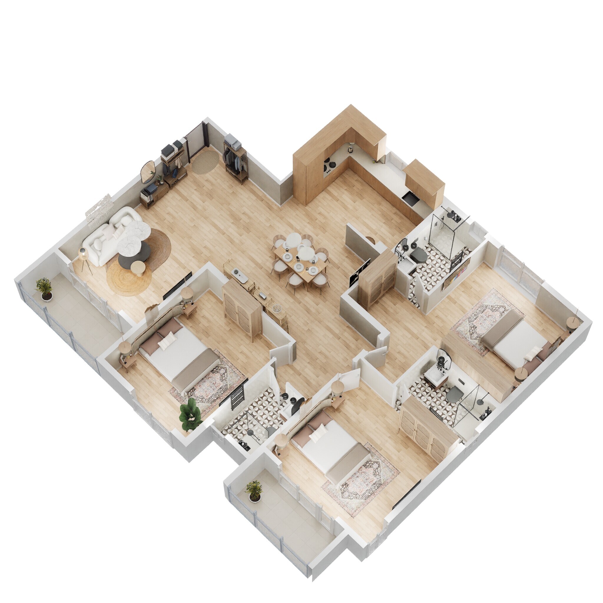 Floor plan of 3 BHK 2047 Sq. Ft. Apartment in Salarpuria Sattva Divinity, Bangalore