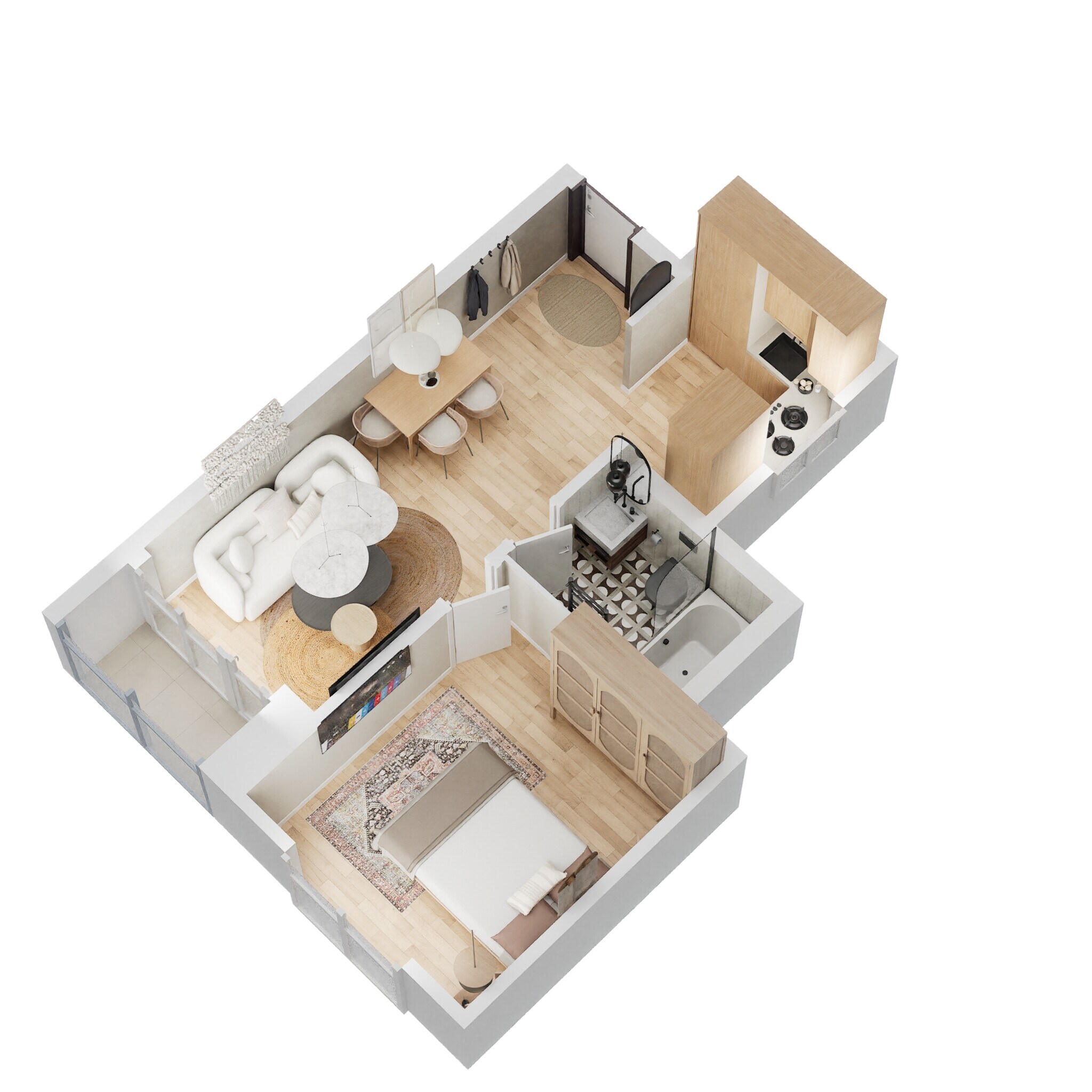 Floor plan of 3 BHK 606 Sq. Ft. Apartment in Salarpuria Sattva Misty Charm, Bangalore