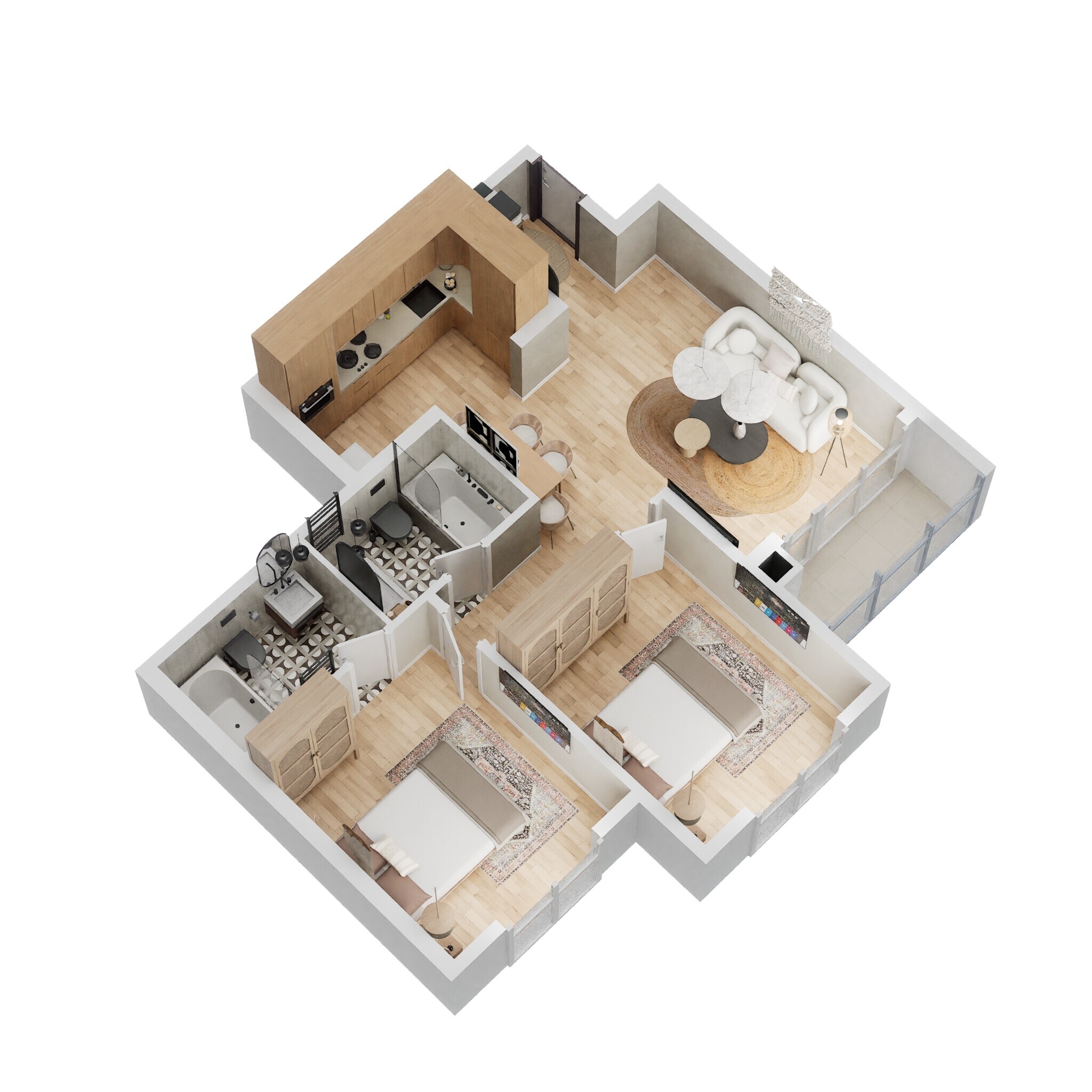 Floor plan of 2 BHK 960 Sq. Ft. Apartment in Salarpuria Sattva Misty Charm, Bangalore