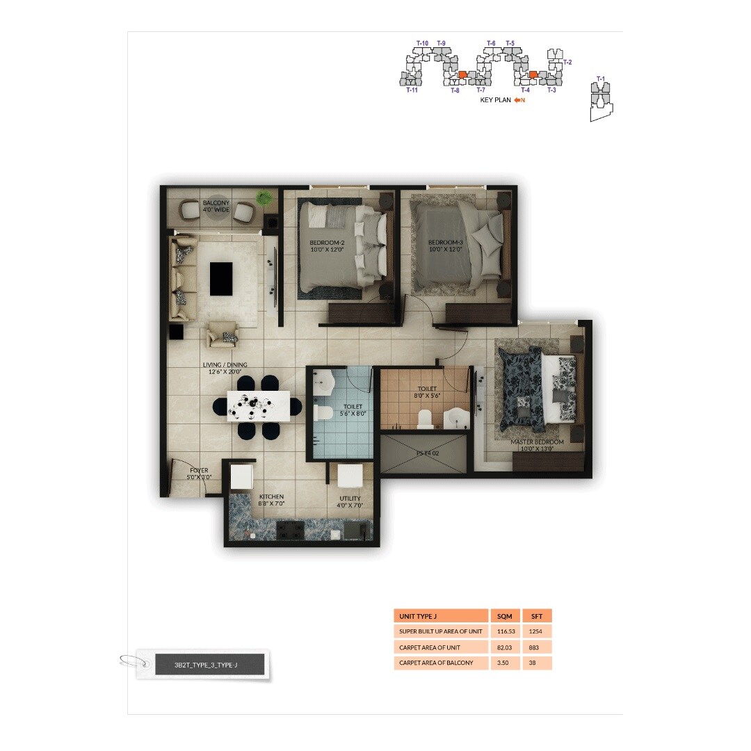  3 BHK Apartment at Salarpuria Sattva Misty Charm, Kanakapura Road – for Rent