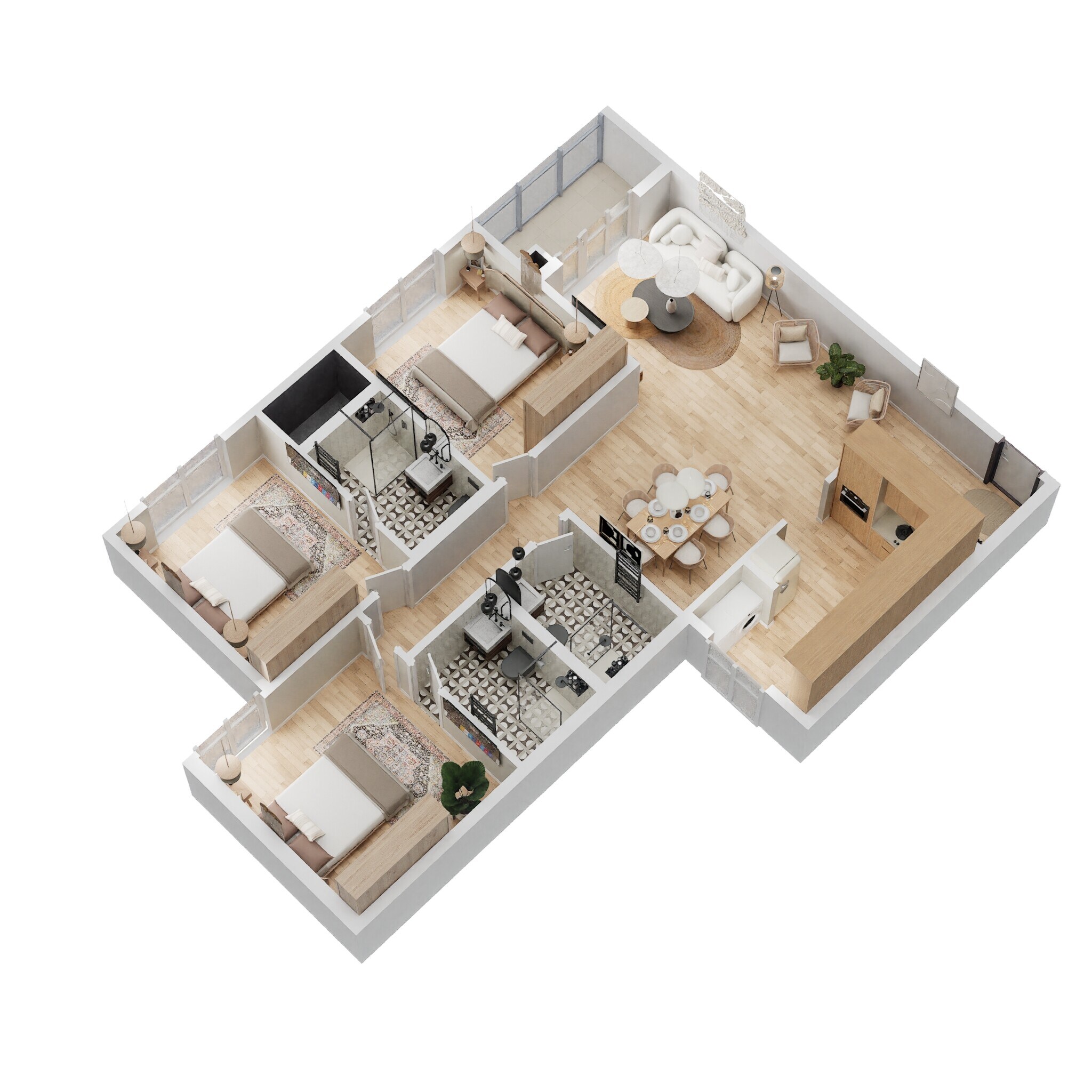 Floor plan of 2 BHK 1475 Sq. Ft. Apartment in Salarpuria Sattva Misty Charm, Bangalore
