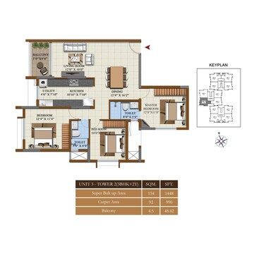  3 BHK Apartment at Salarpuria Sattva Opus, Tumkur Road – for Rent