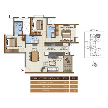 3 BHK Apartment at Salarpuria Sattva Opus, Tumkur Road – for Rent