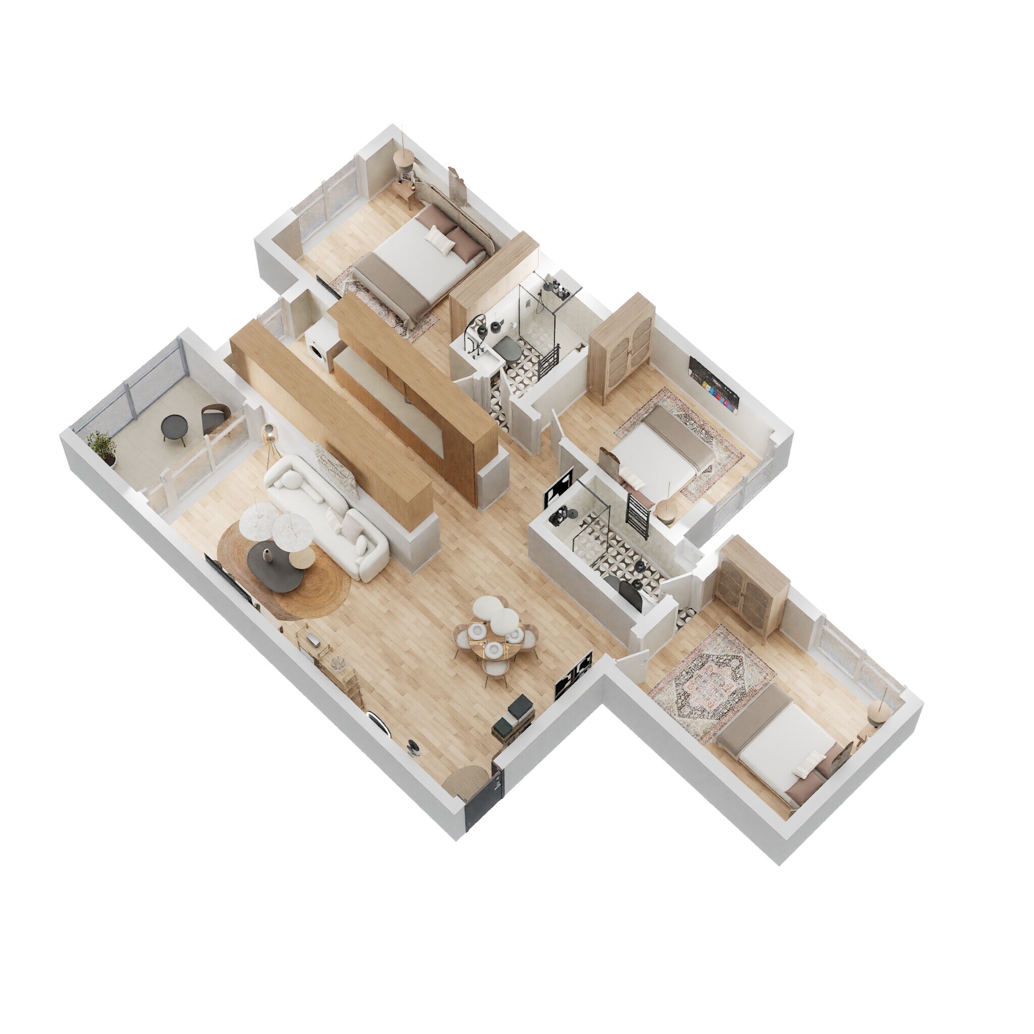 Floor plan of 3 BHK 1448 Sq. Ft. Apartment in Salarpuria Sattva Opus, Bangalore