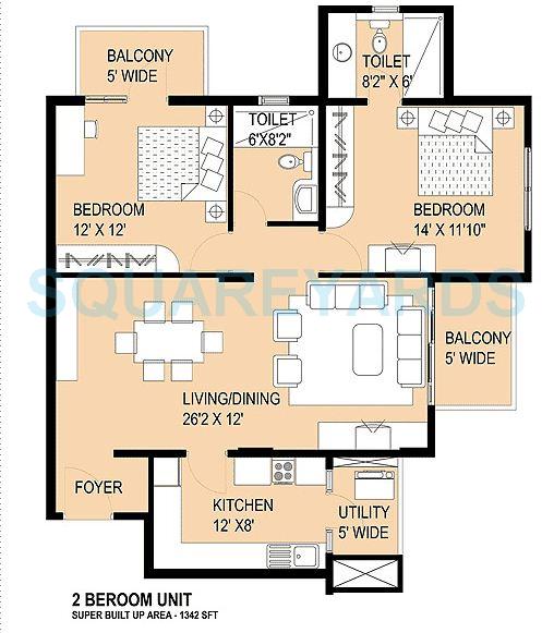 2 BHK 1342 Sq. Ft. Apartment