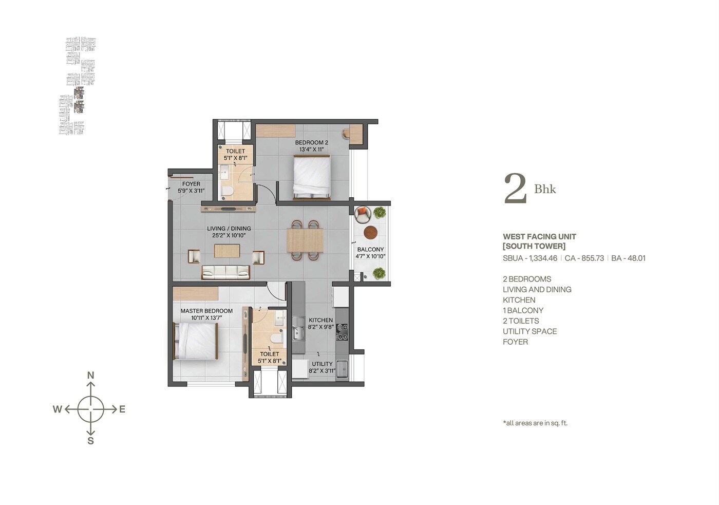 2 BHK 1334 Sq. Ft. Apartment