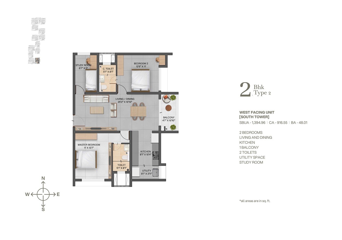 2 BHK 1395 Sq. Ft. Apartment