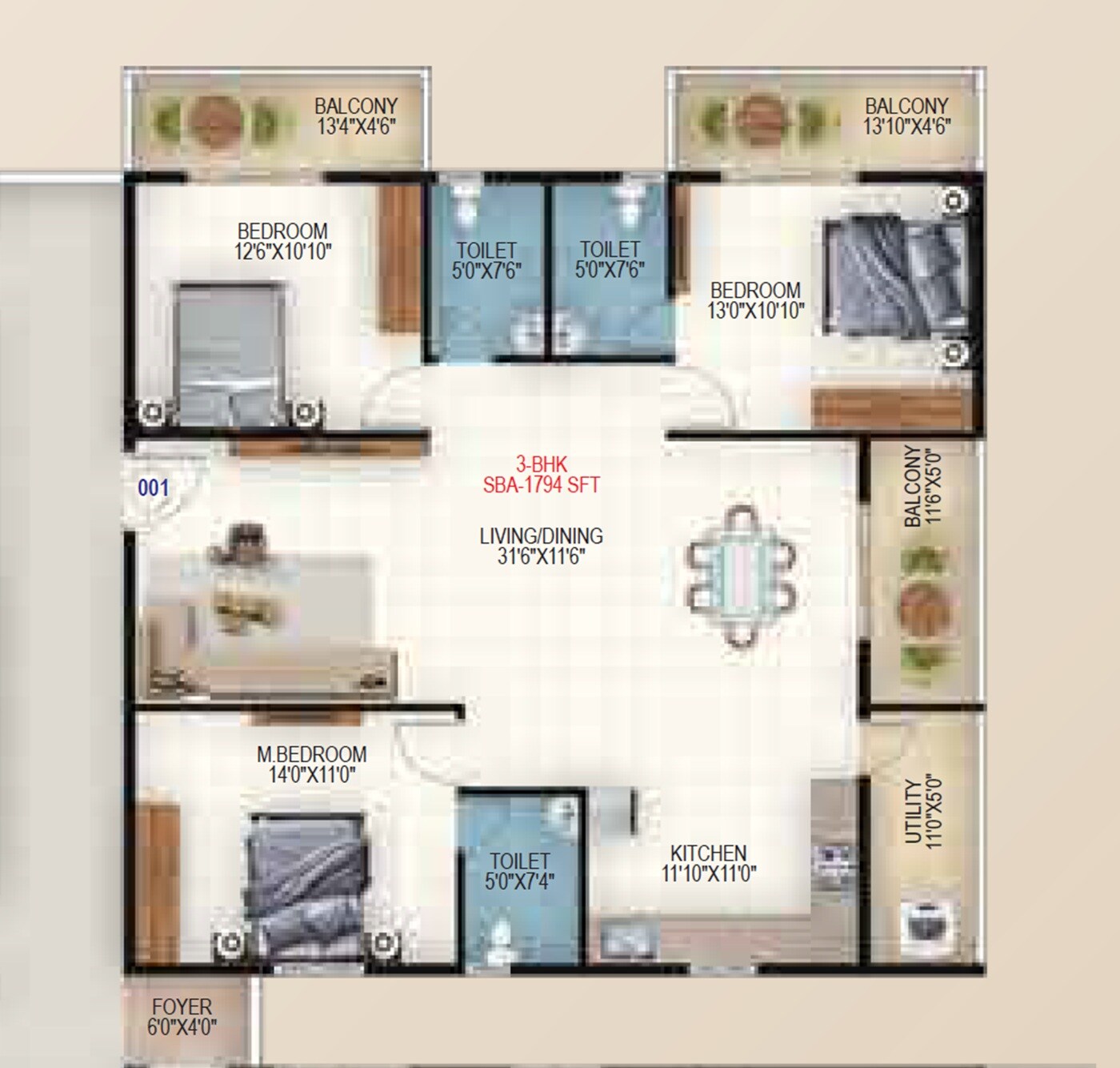 3 BHK 1794 Sq. Ft. Apartment