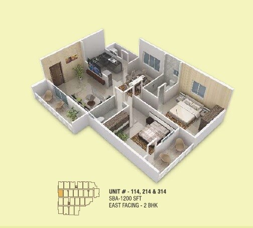 2 BHK 1200 Sq. Ft. Apartment