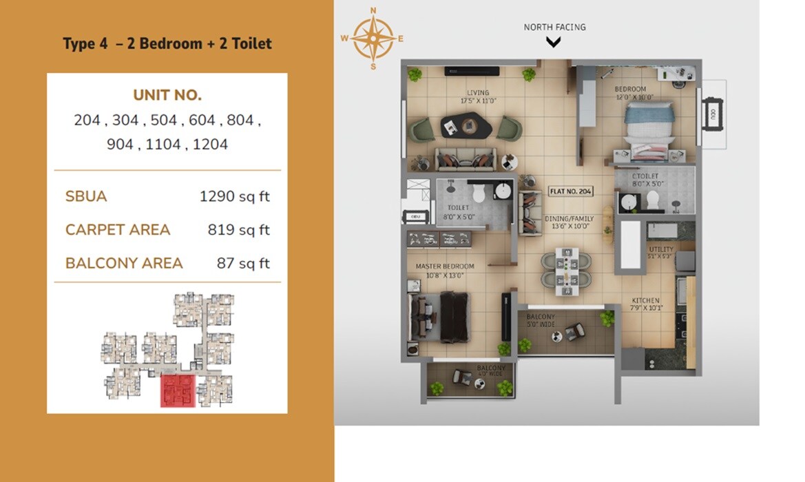 2 BHK 1290 Sq. Ft. Apartment