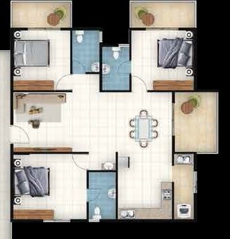 3 BHK 1821 Sq. Ft. Apartment