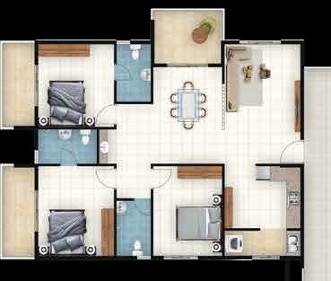 3 BHK 1887 Sq. Ft. Apartment