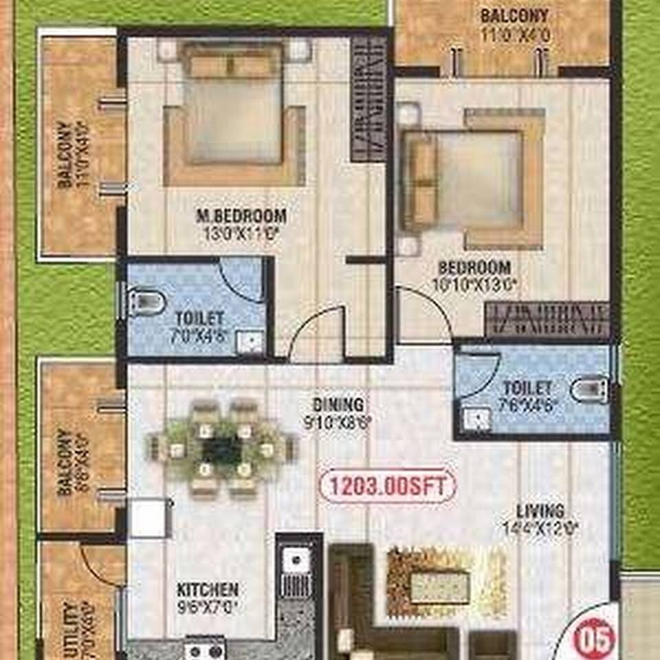 2 BHK 1203 Sq. Ft. Apartment