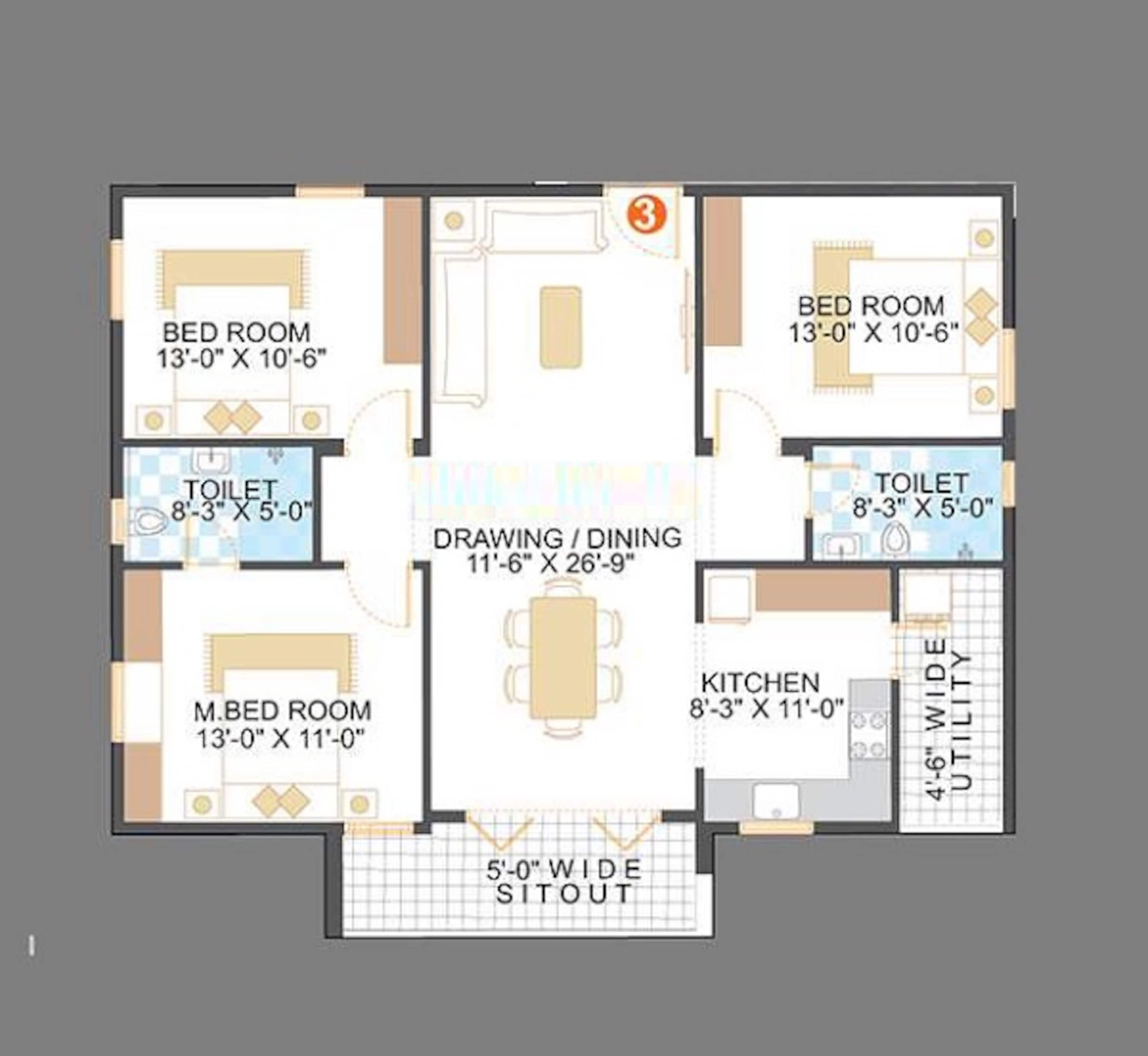 saroj blue bell apartment 3 bhk 1415sqft 20235016165009