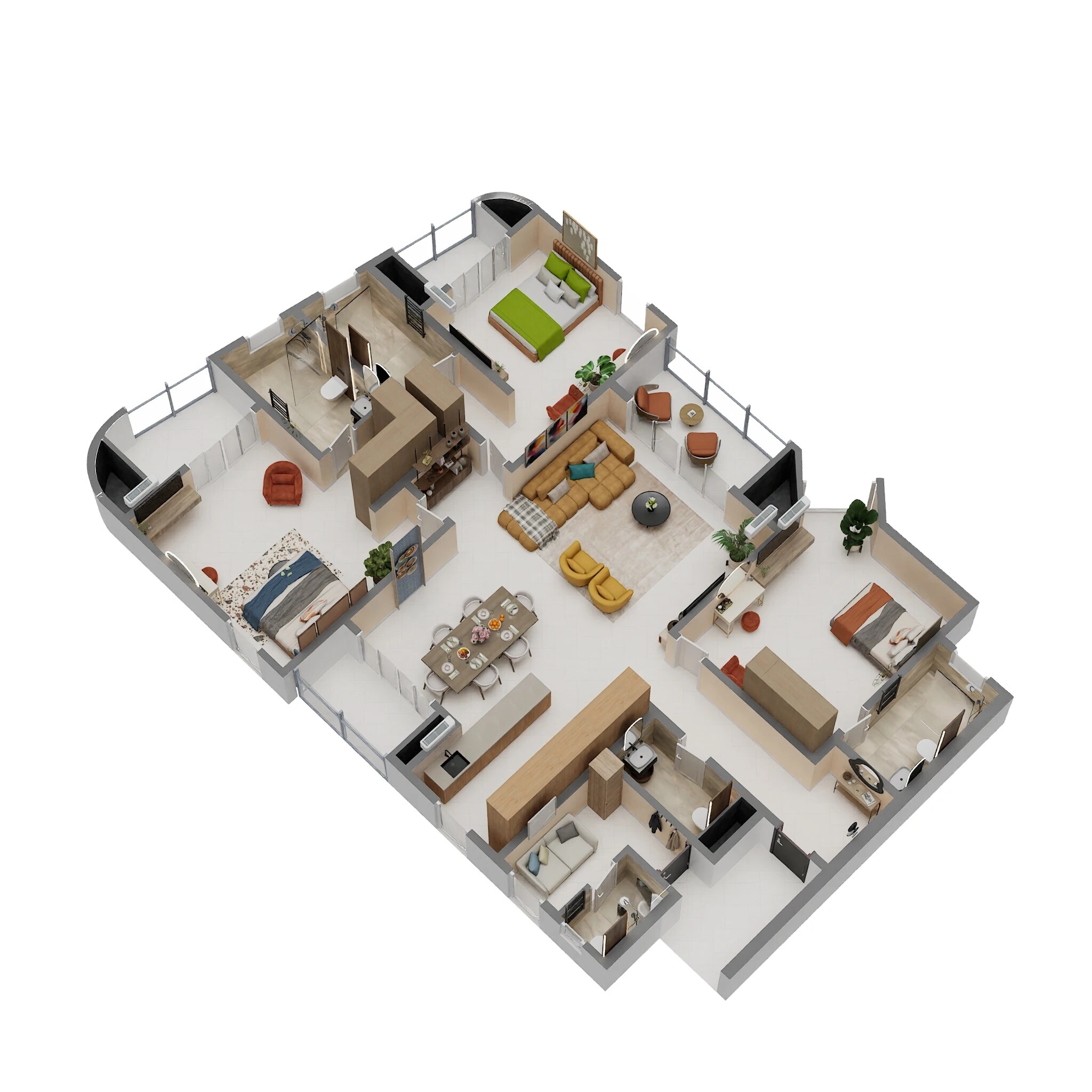Floor plan of 3 BHK 2529 Sq. Ft. Apartment in Sattva Aaranya, Bangalore