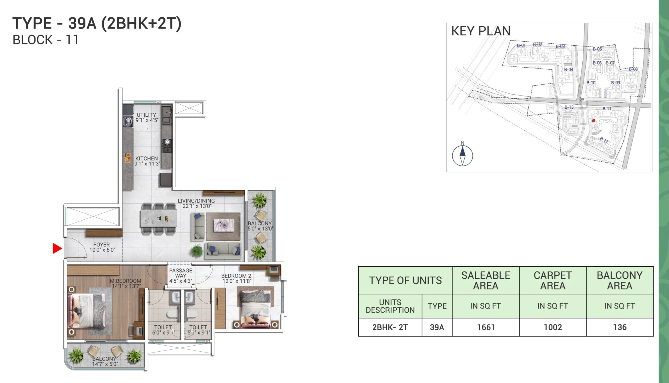 2 BHK 1661 Sq. Ft. Apartment