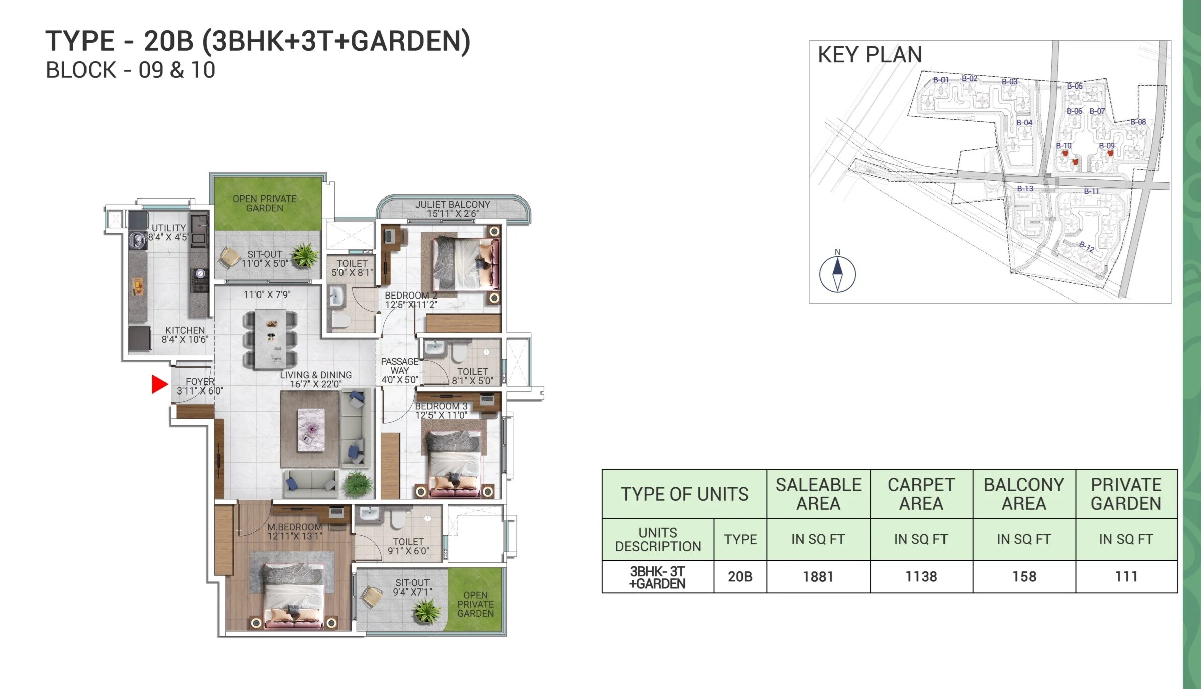 3 BHK 1881 Sq. Ft. Apartment
