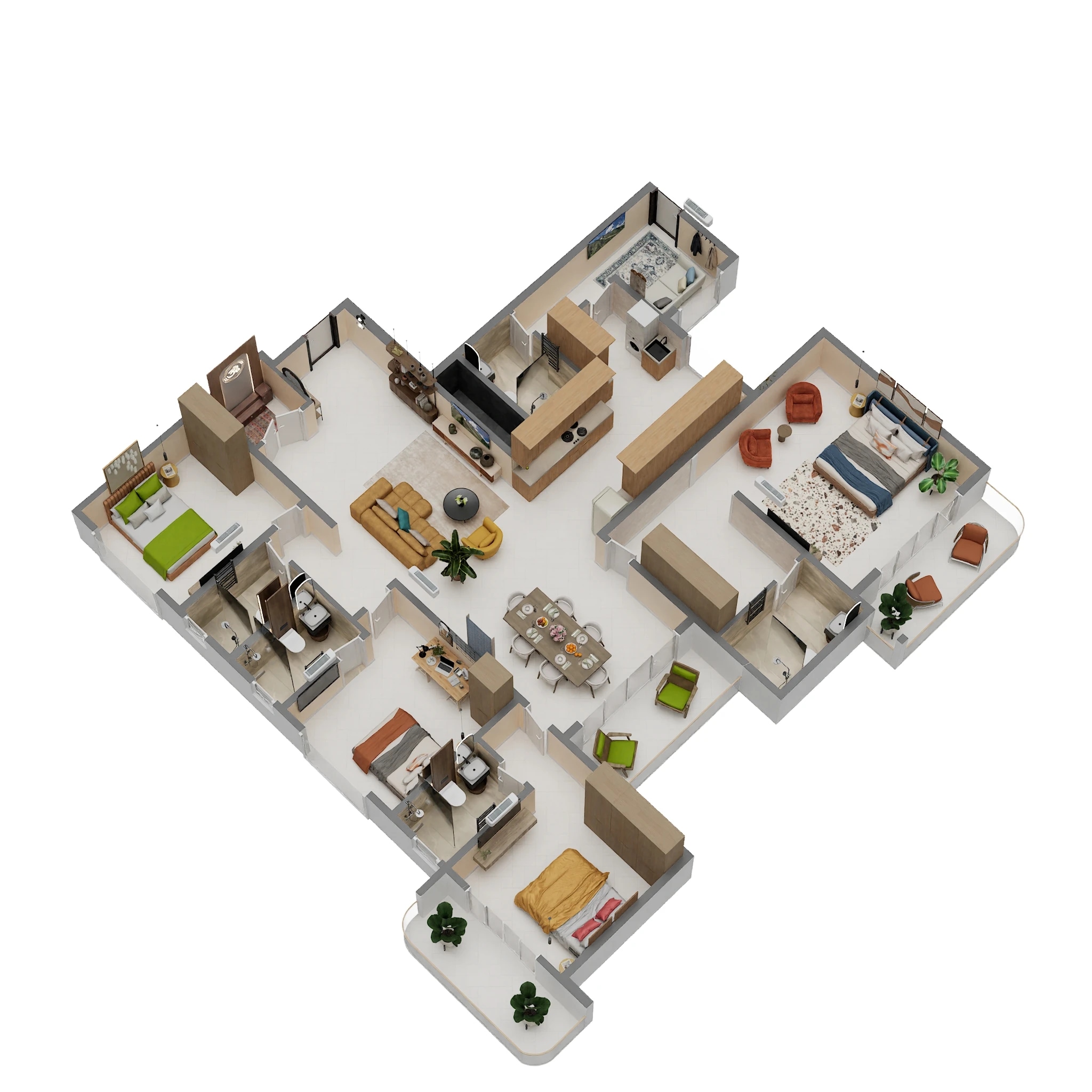 Floor plan of 4 BHK 2975 Sq. Ft. Apartment in Sattva City, Bangalore