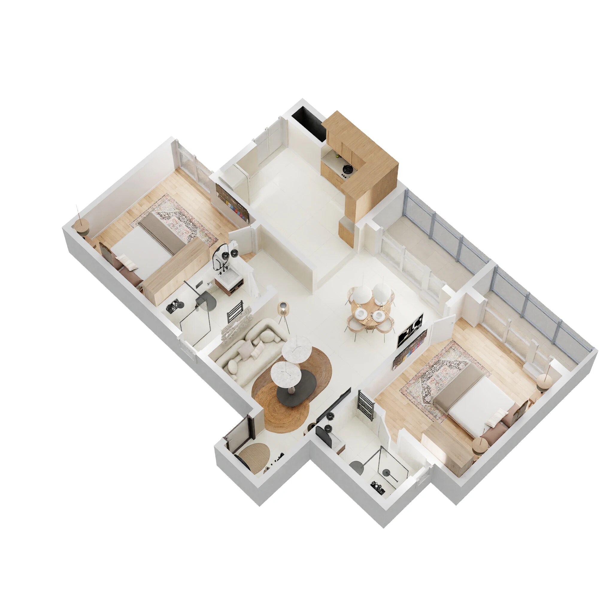 Floor plan of 2 BHK 1100 Sq. Ft. Apartment in Sattva Lumina, Bangalore