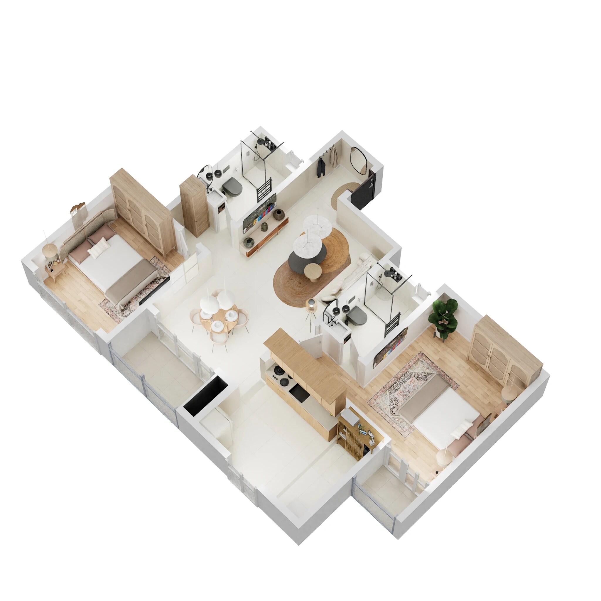 Floor plan of 2 BHK 650 Sq. Ft. Apartment in Sattva Lumina, Bangalore
