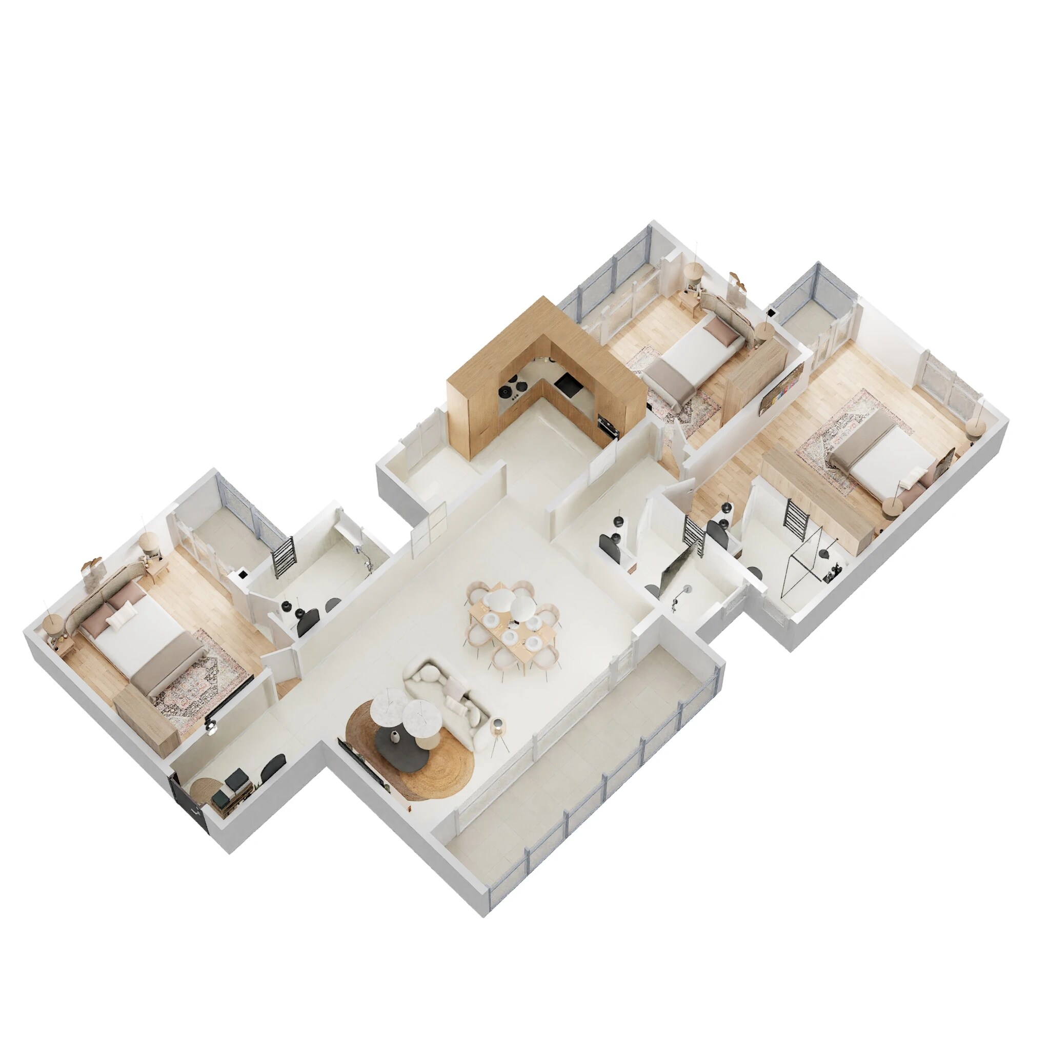 Floor plan of 3 BHK 1450 Sq. Ft. Apartment in Sattva Lumina, Bangalore
