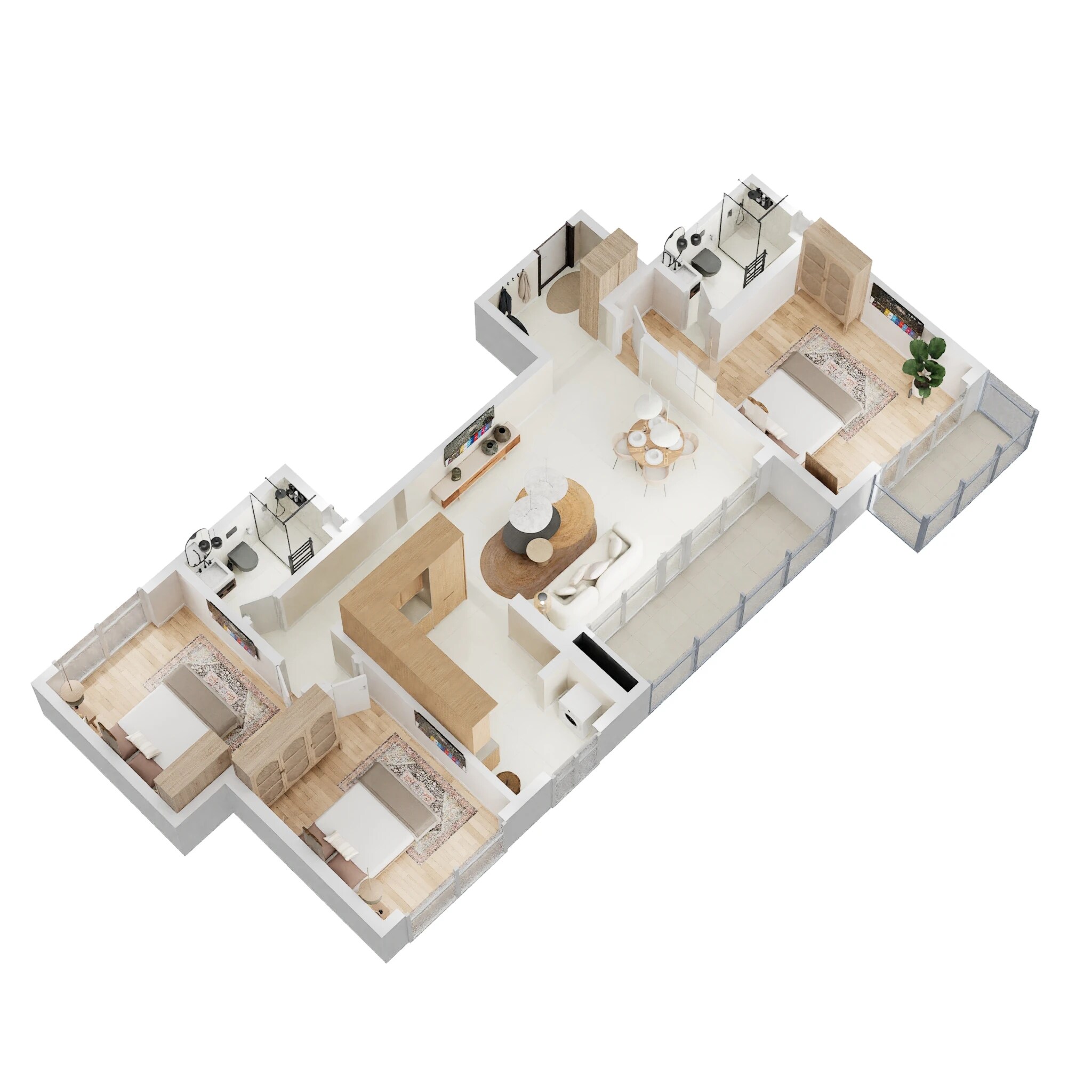 Floor plan of 3 BHK 1780 Sq. Ft. Apartment in Sattva Lumina, Bangalore