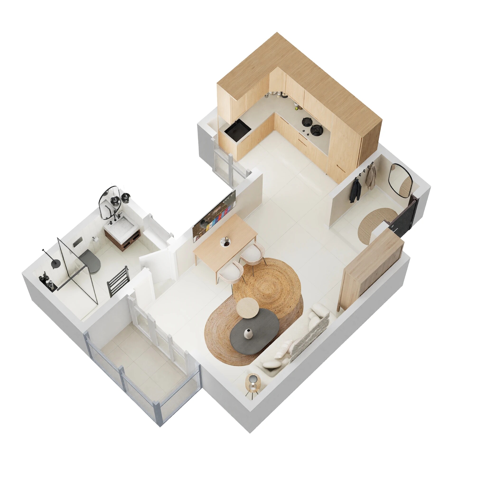 Floor plan of 1 BHK 750 Sq. Ft. Apartment in Sattva Songbird, Bangalore