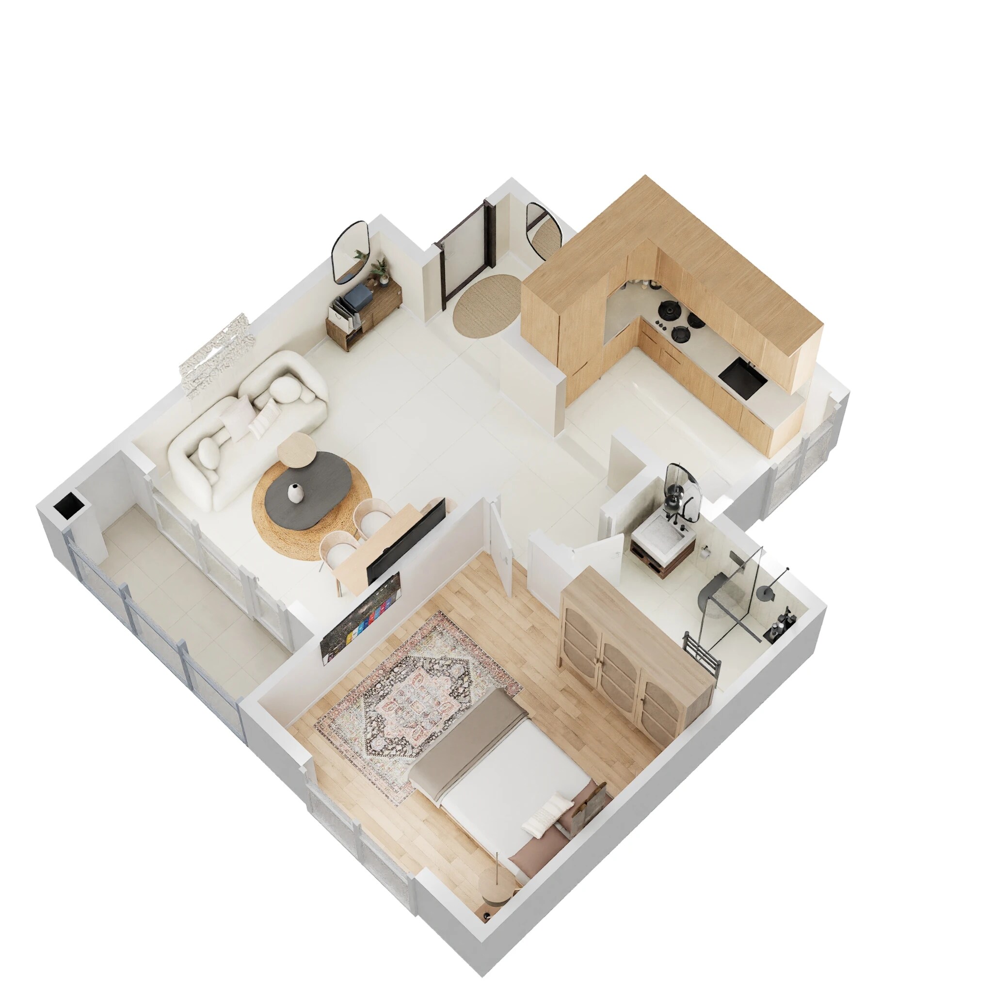 Floor plan of 1 BHK 765 Sq. Ft. Apartment in Sattva Songbird, Bangalore