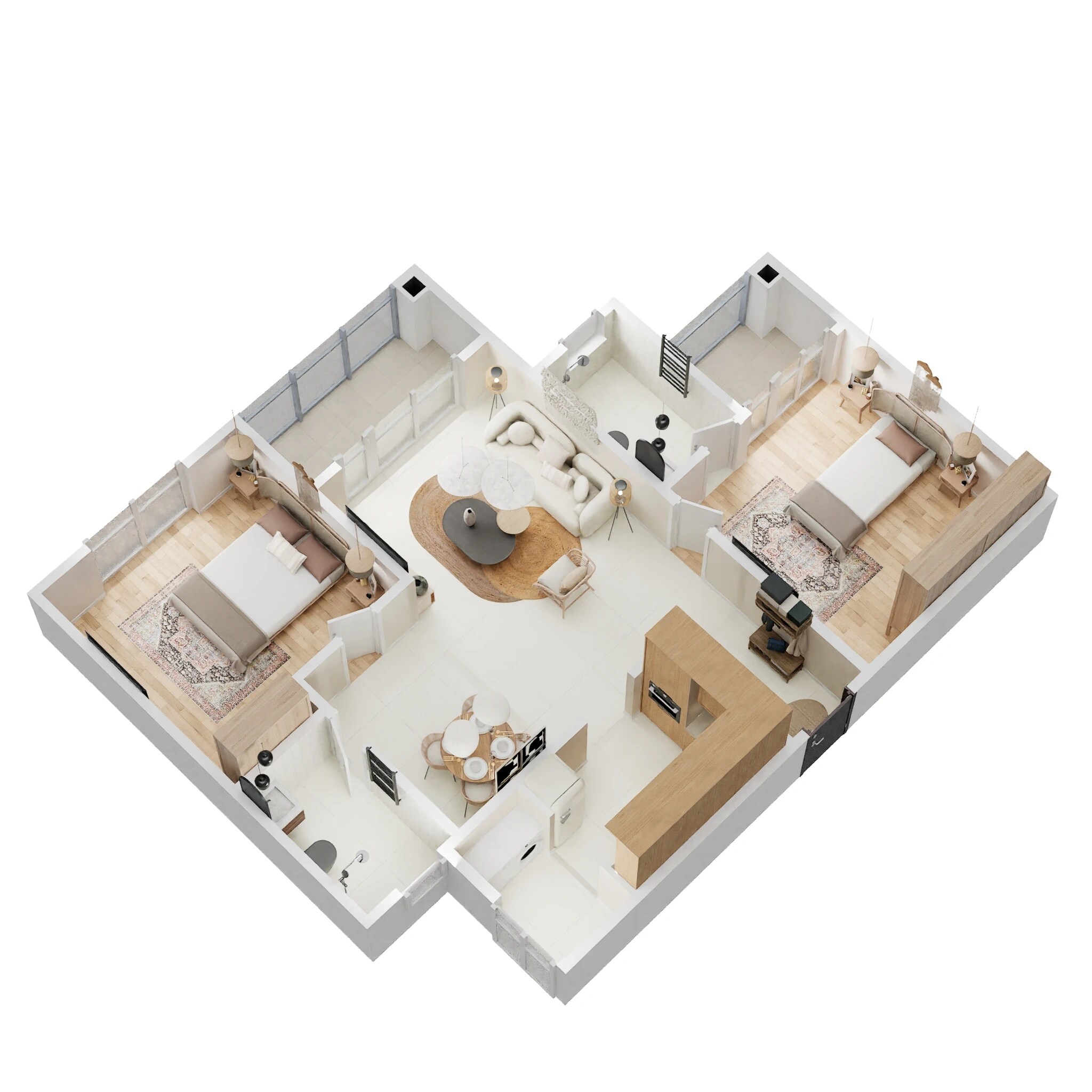 Floor plan of 2 BHK 1260 Sq. Ft. Apartment in Sattva Songbird, Bangalore