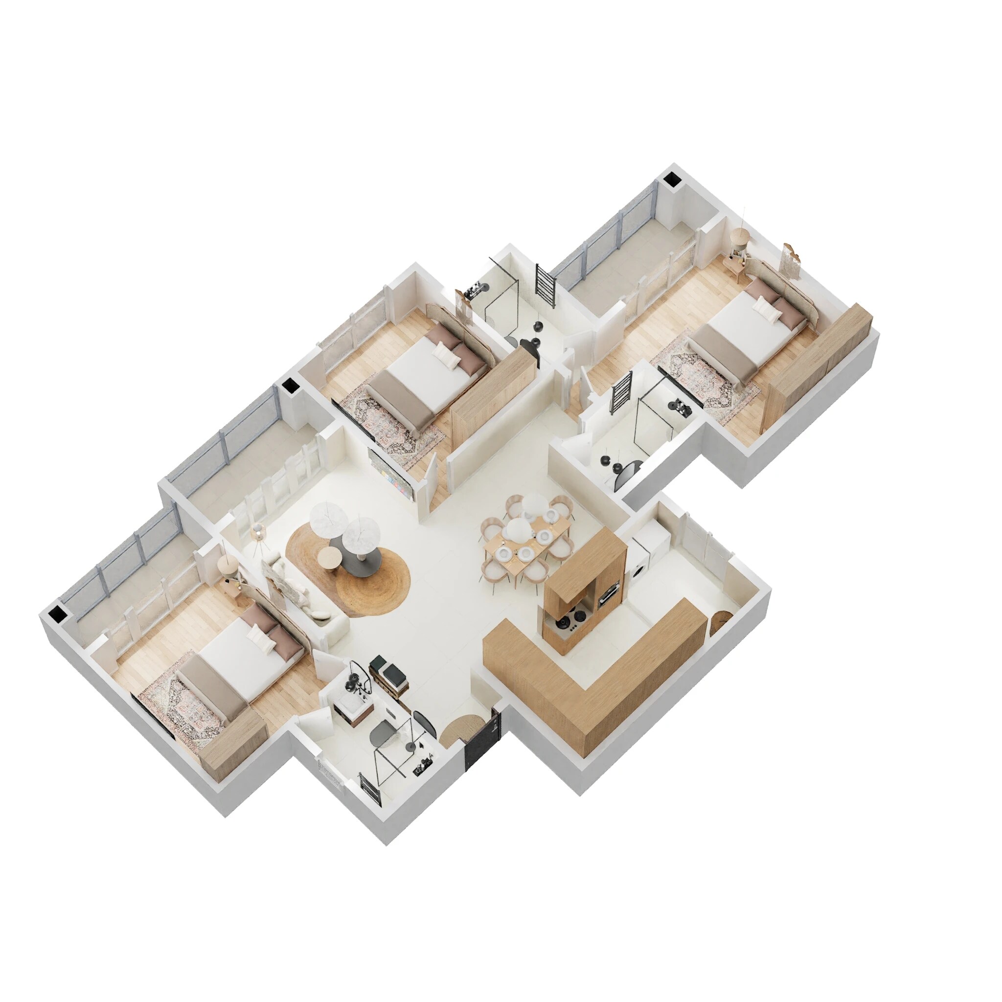 Floor plan of 3 BHK 1380 Sq. Ft. Apartment in Sattva Songbird, Bangalore