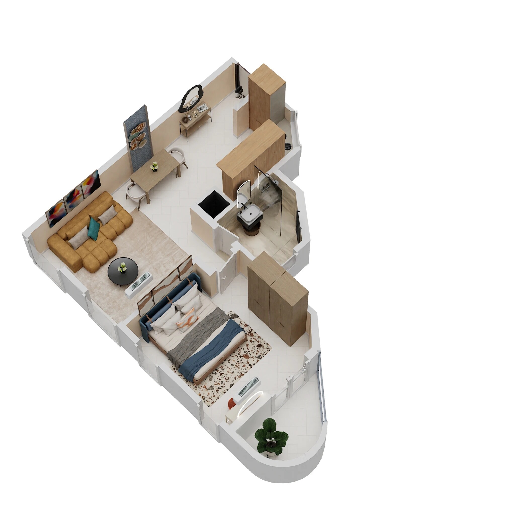 Floor plan of 1 BHK 887 Sq. Ft. Apartment in Sattva Vasanta Cove, Bangalore