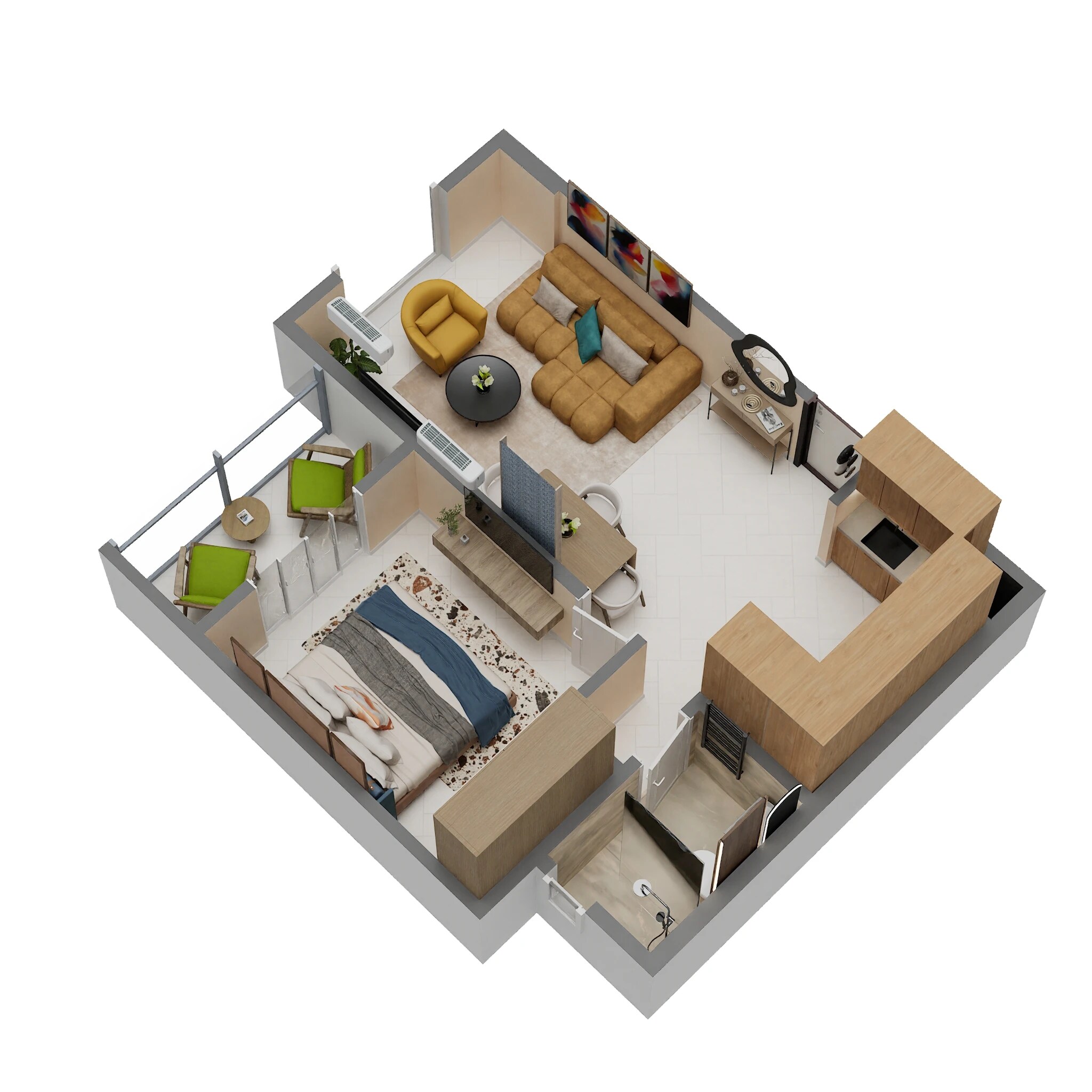 Floor plan of 1 BHK 953 Sq. Ft. Apartment in Sattva Vasanta Cove, Bangalore