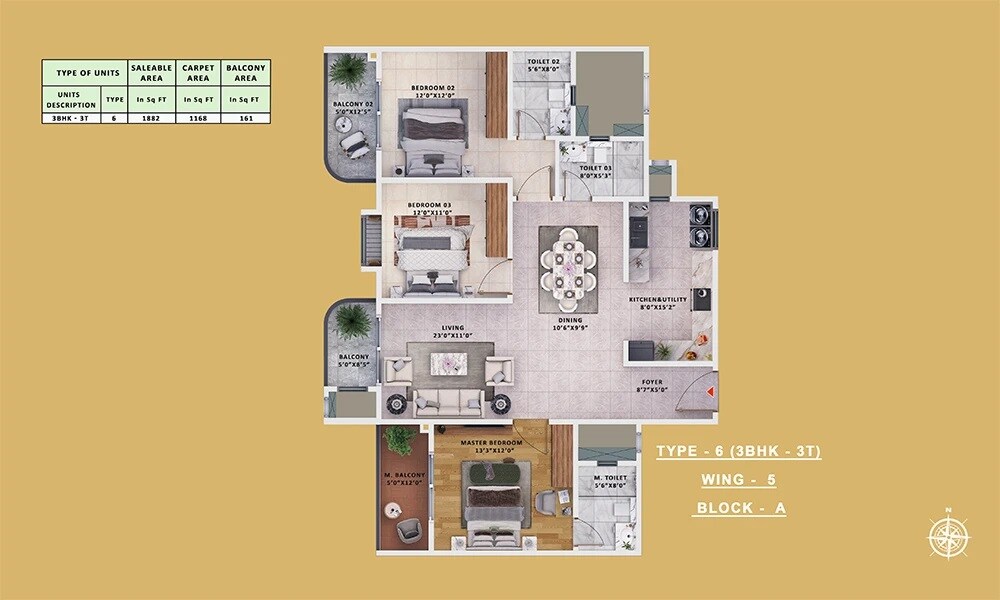 Other, sattva-vasanta-skye 3 Bedroom 1882 Sq.Ft. Apartment In Devanahalli Bangalore 8987040