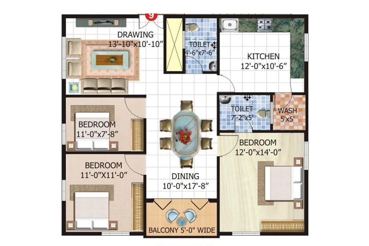 2 BHK 1330 Sq. Ft. Apartment