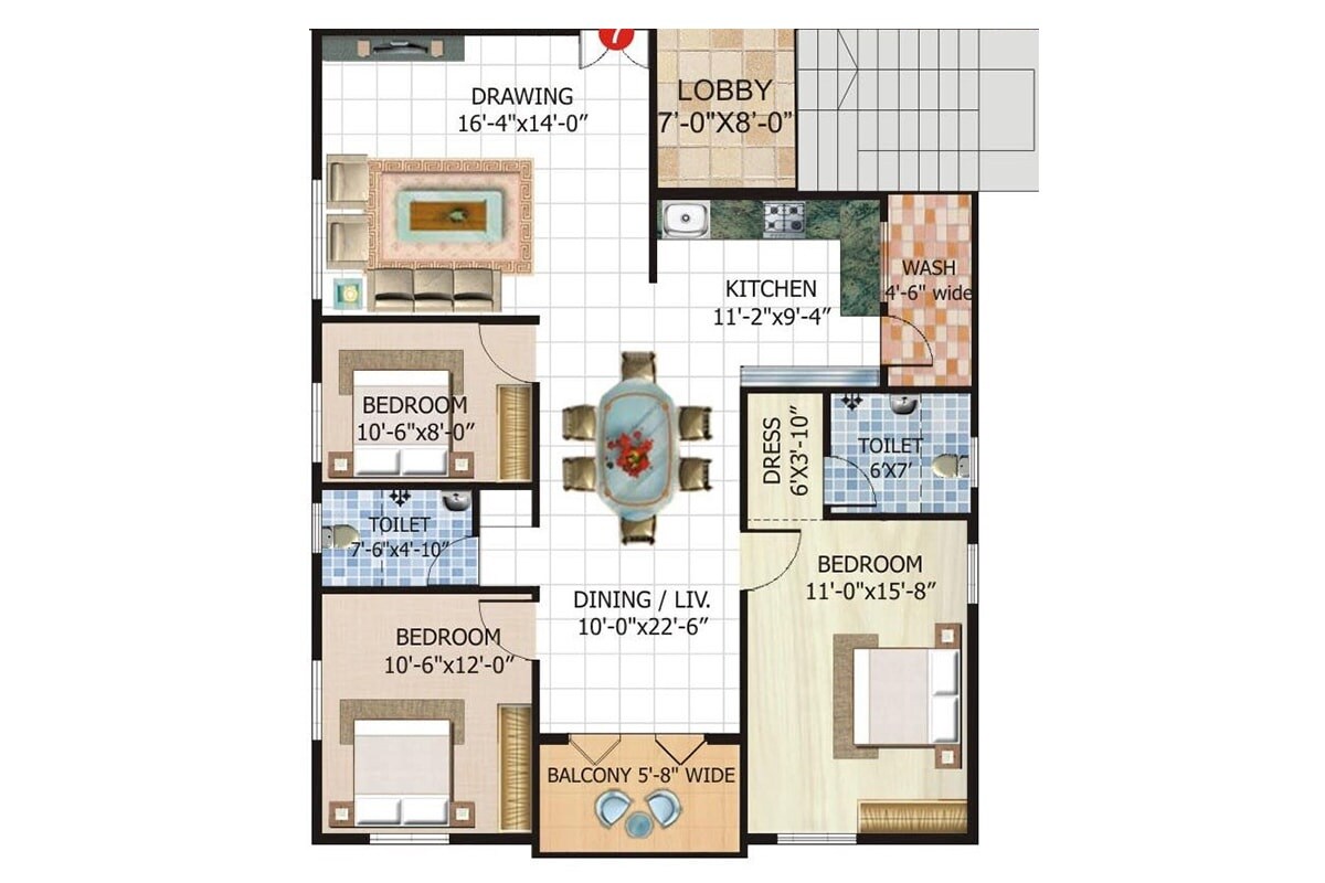 2 BHK 1535 Sq. Ft. Apartment