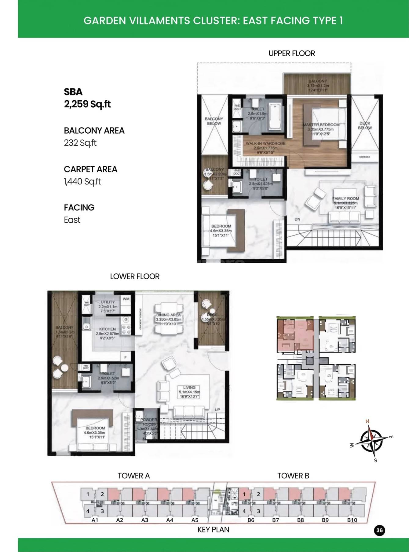 Floor plan of 3 BHK 2259 Sq. Ft. Villament in SBR Earth And Sky, Bangalore