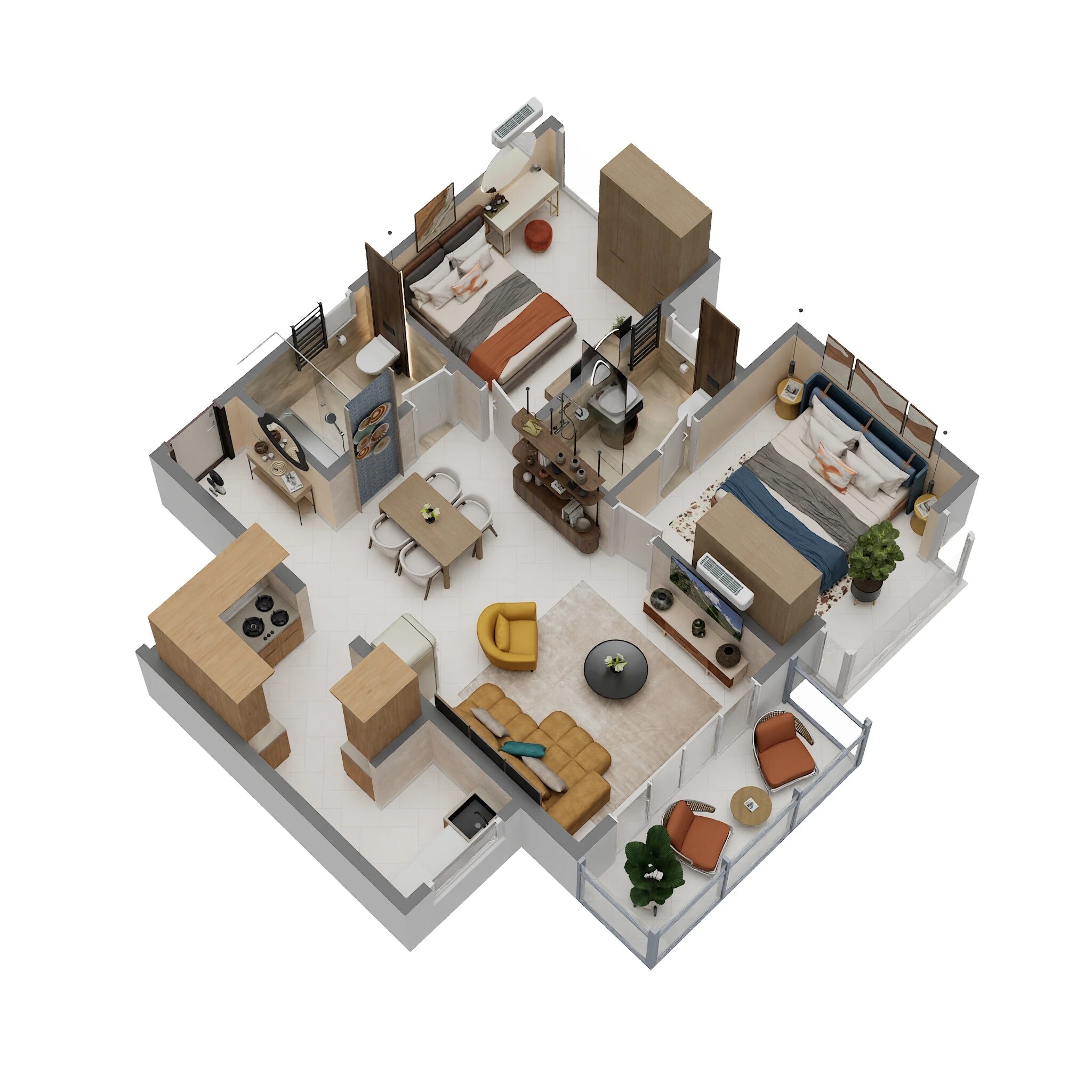 Floor plan of 2 BHK 1039 Sq. Ft. Villament in SBR Global Queens Ville, Bangalore