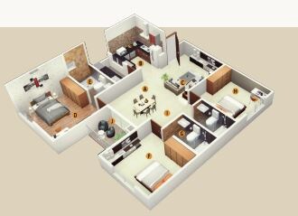  3 BHK Apartment at SBR Keerthi, Old Madras Road – for Rent