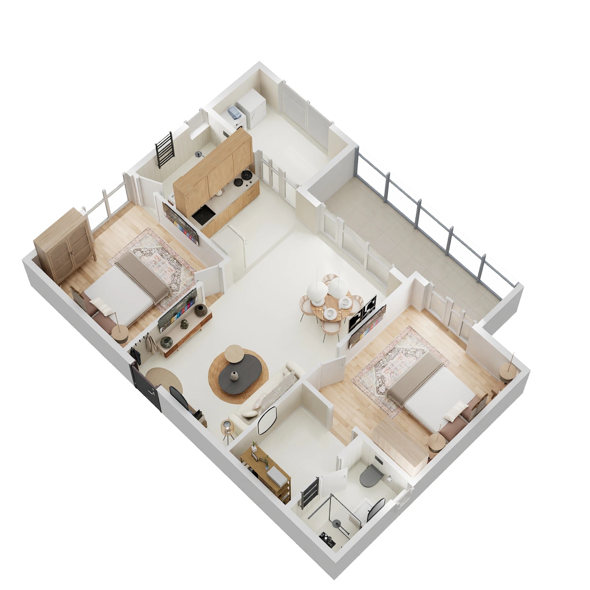 Floor plan of 2 BHK 1196 Sq. Ft. Apartment in SBR Magnus, Bangalore