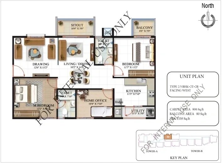 Floor plan of 2 BHK 1339 Sq. Ft. Apartment in SBR Magnus, Bangalore