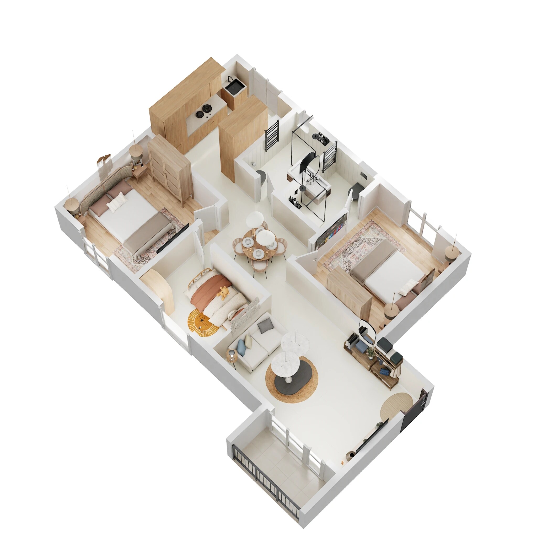Floor plan of 2 BHK 1192 Sq. Ft. Apartment in SBR One Residence, Bangalore