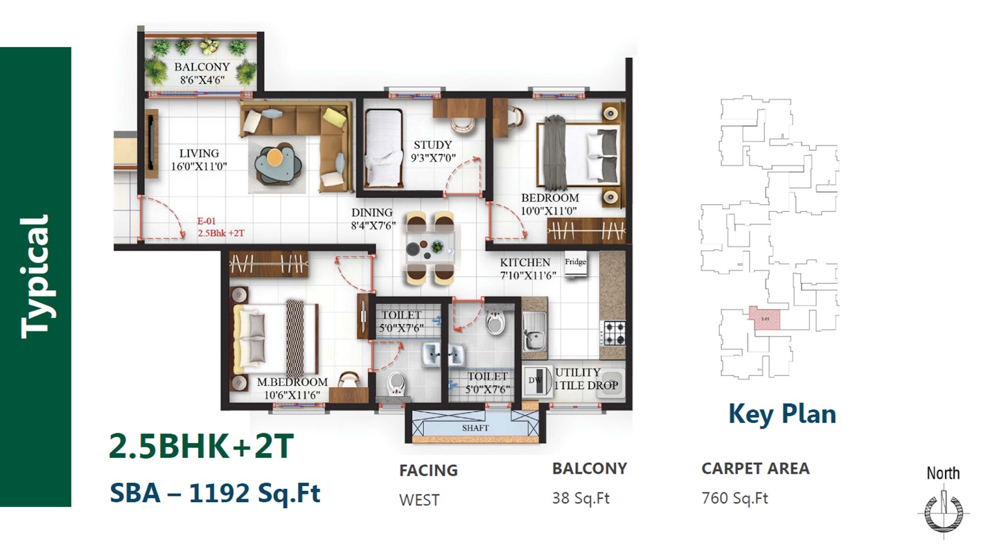 2 BHK 1192 Sq. Ft. Apartment in SBR One Residence