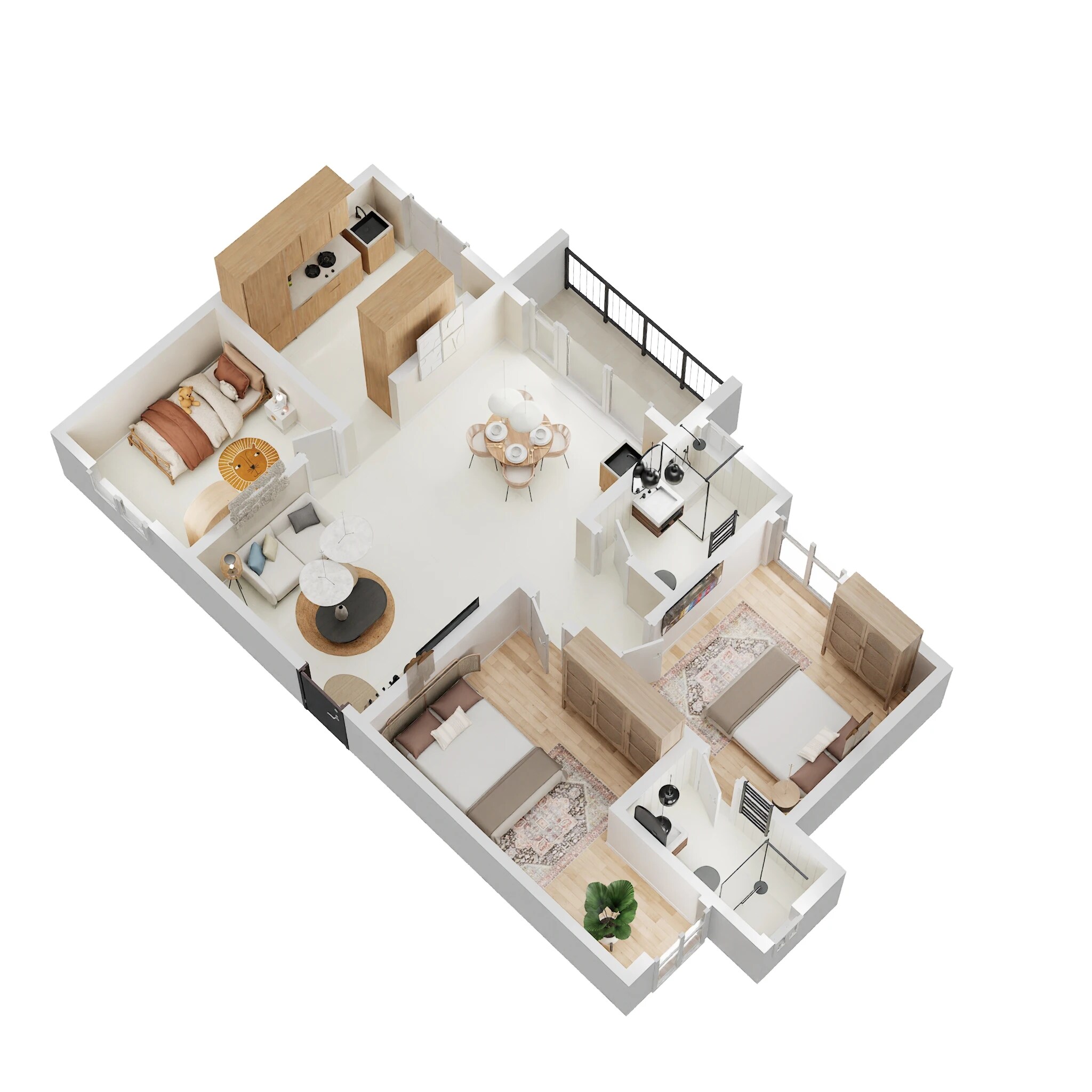 Floor plan of 2 BHK 1310 Sq. Ft. Apartment in SBR One Residence, Bangalore
