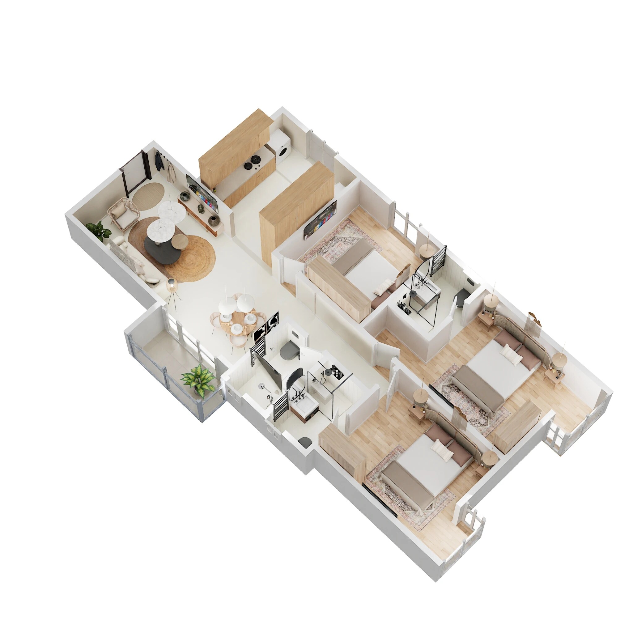 Floor plan of 3 BHK 1628 Sq. Ft. Apartment in SBR One Residence, Bangalore