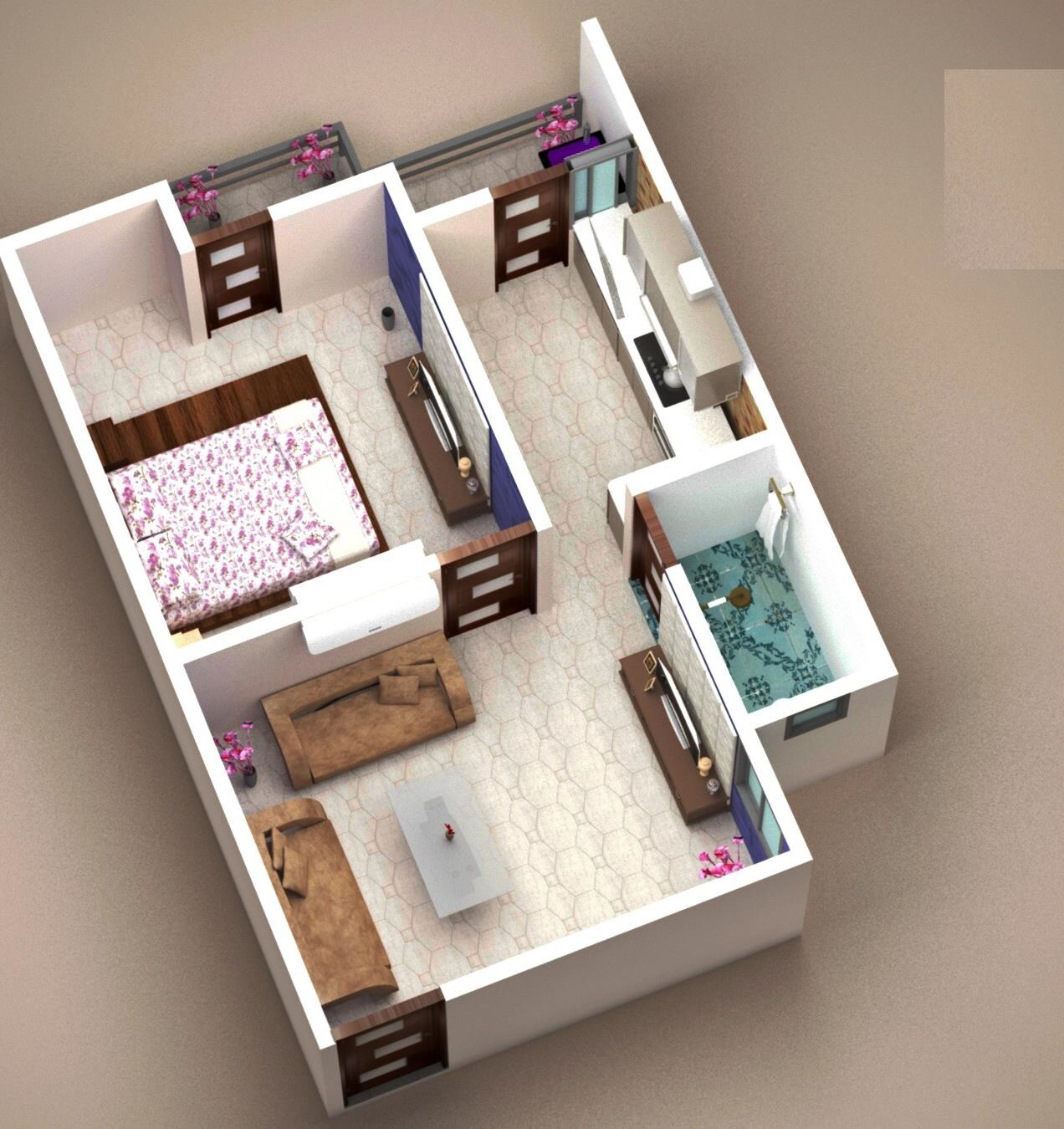 Floor plan of 1 BHK 644 Sq. Ft. Apartment in Seasons Avenue, Bangalore