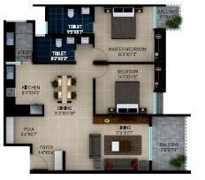 Floor plan of 2 BHK 1437 Sq. Ft. Apartment in Sekhar Alturas, Bangalore