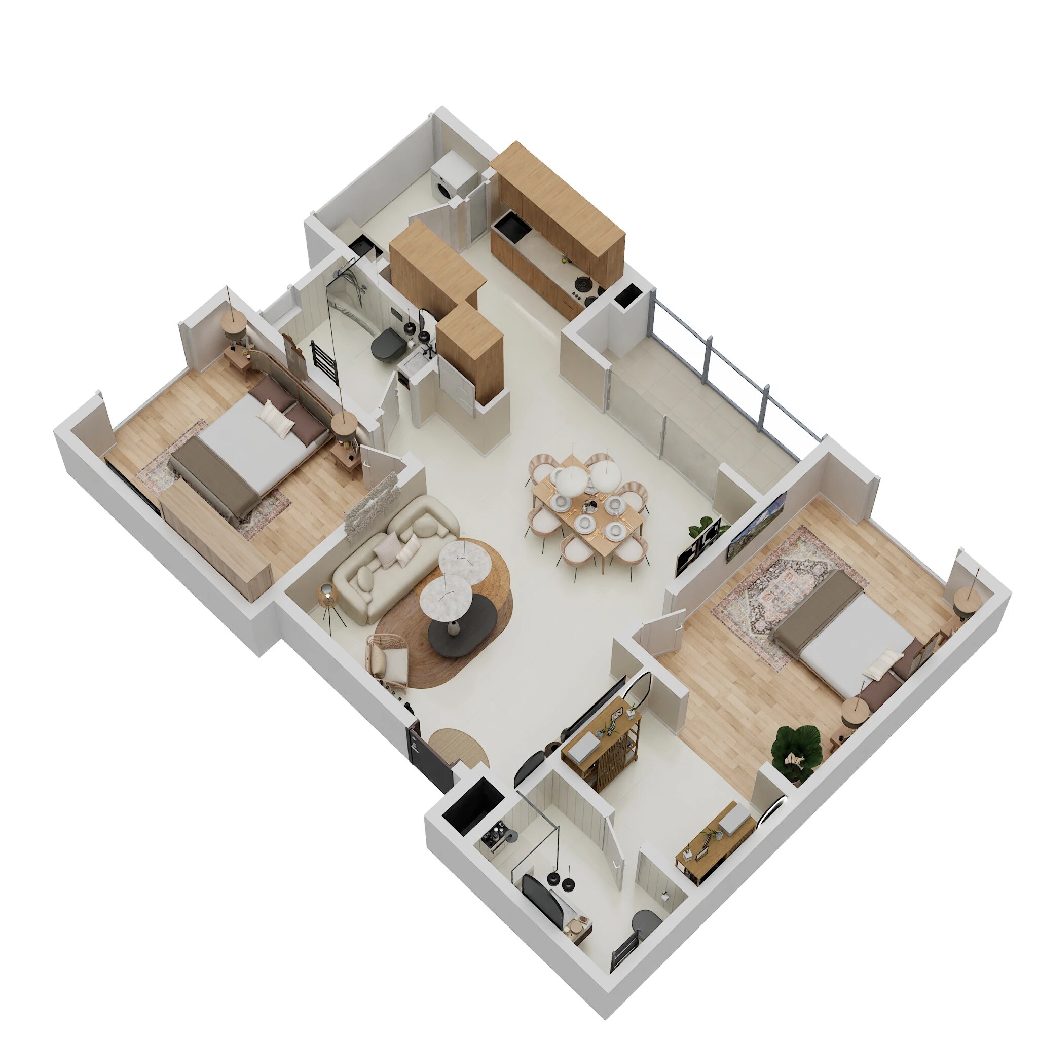 Floor plan of 2 BHK 1345 Sq. Ft. Apartment in Sentient Heavie Halcyon, Bangalore