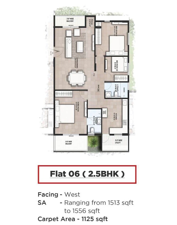 2 BHK 1556 Sq. Ft. Apartment